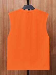 SWAVVY Men Solid Tank Top - Orange - View 6