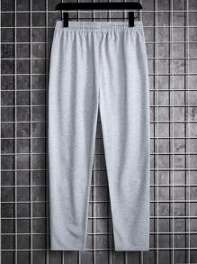 Manfinity Homme 男士字母圖案腰部抽繩衛褲 - 灰色 - 查看 2