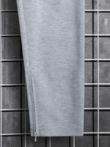 Manfinity Homme 男士字母圖案腰部抽繩衛褲 - 灰色 - 查看 4