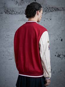 SWAVVY 1 Pieza Chaqueta Universitaria Ultra Extragrande Con Diseño Color Block Y Eslogan - Multicolor - Ver 2