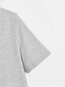 SHEIN BASICS 素色V領T恤 - 淺灰色 - 查看 3