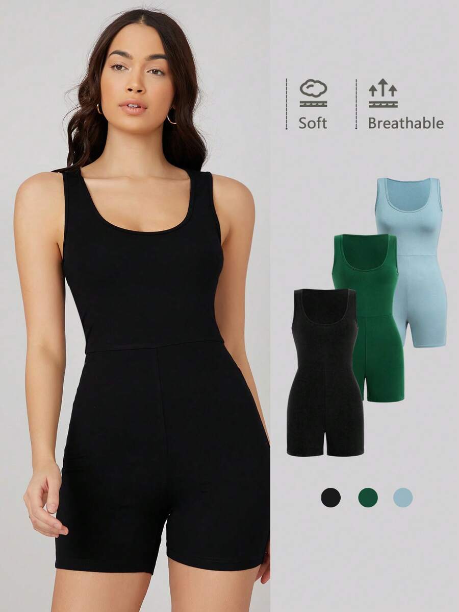 SHEIN BASICS 1 Miếng Chất rắn Phù hợp Quần áo nịt Romper