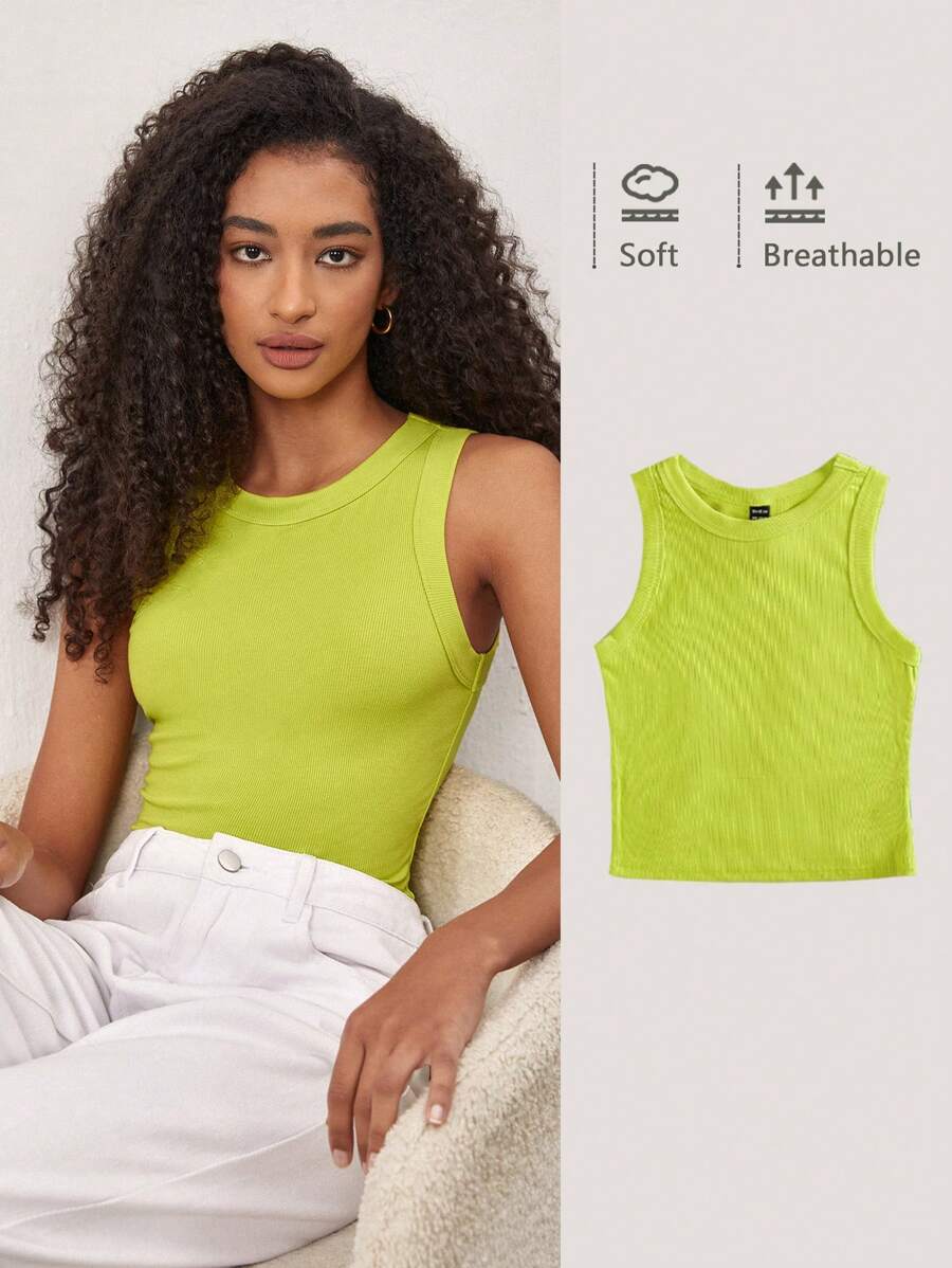SHEIN BASICS 1pc Solid Slim Tank Top