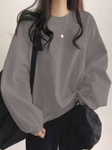 DAZY 纯色落肩超大T恤，秋季服装，返校服装运动衫