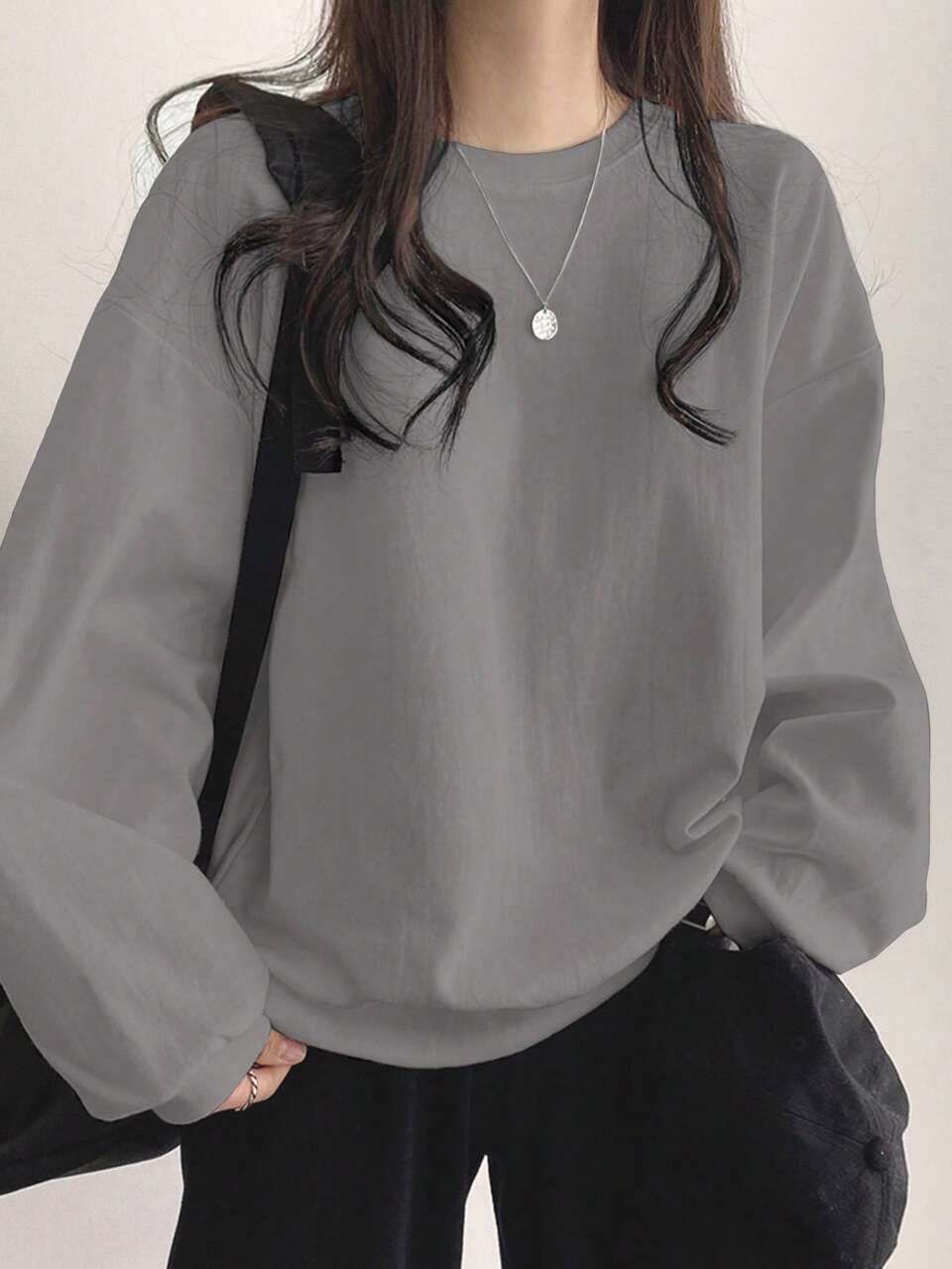 Solid Drop Shoulder Oversized Tee, Fall Clothes, Back To School Clothes Sweatshirt