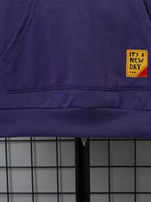 SHEIN Sudadera casual con capucha y estampado de baloncesto para niño preadolescente, de unicolor y manga larga de punto