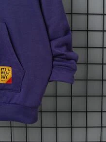 SHEIN Sudadera casual con capucha y estampado de baloncesto para niño preadolescente, de unicolor y manga larga de punto