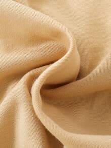 SHEIN Teen Girl Letter Graphic Contrast Collar Drop Shoulder 2 In 1 Pullover - Khaki - View 4