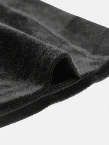 SHEIN Chica adolescente Vestido con encaje en contraste con cordón delantero de terciopelo