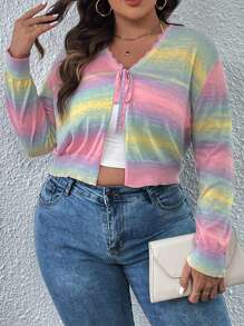 SHEIN Essnce Hơn Bóng Tie Trước Áo len Mở - Nhiều màu - Xem 5