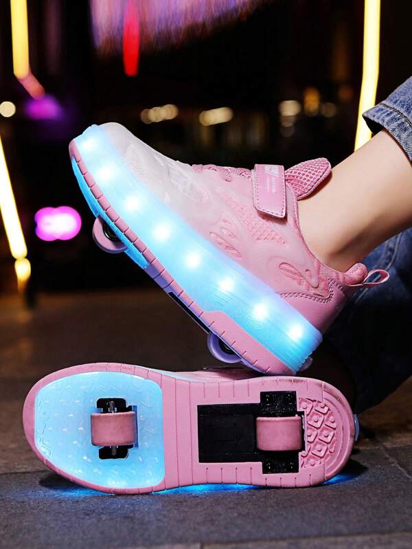 Girls' Four Seasons Double Wheel Roller Skate Shoes SHEIN USA