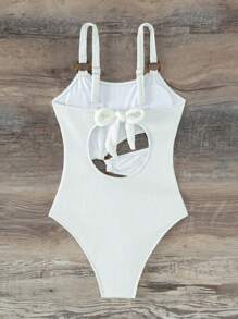 Swim Vcay 鏤空環鏈連體泳衣 - 白色 - 查看 7