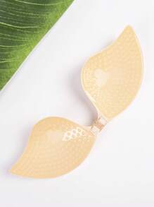 拼接花卉蕾絲矽膠自粘式胸衣 - 杏色 - 查看 2