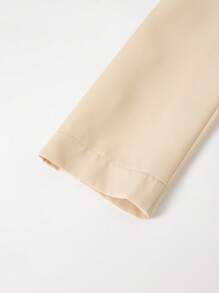 SHEIN Unity Lace Up Front Lapel Collar Double Button Blazer - Apricot - View 4