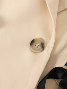 SHEIN Unity Lace Up Front Lapel Collar Double Button Blazer - Apricot - View 5