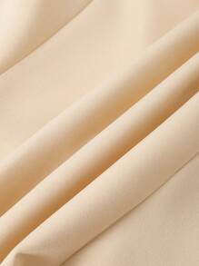 SHEIN Unity Lace Up Front Lapel Collar Double Button Blazer - Apricot - View 7