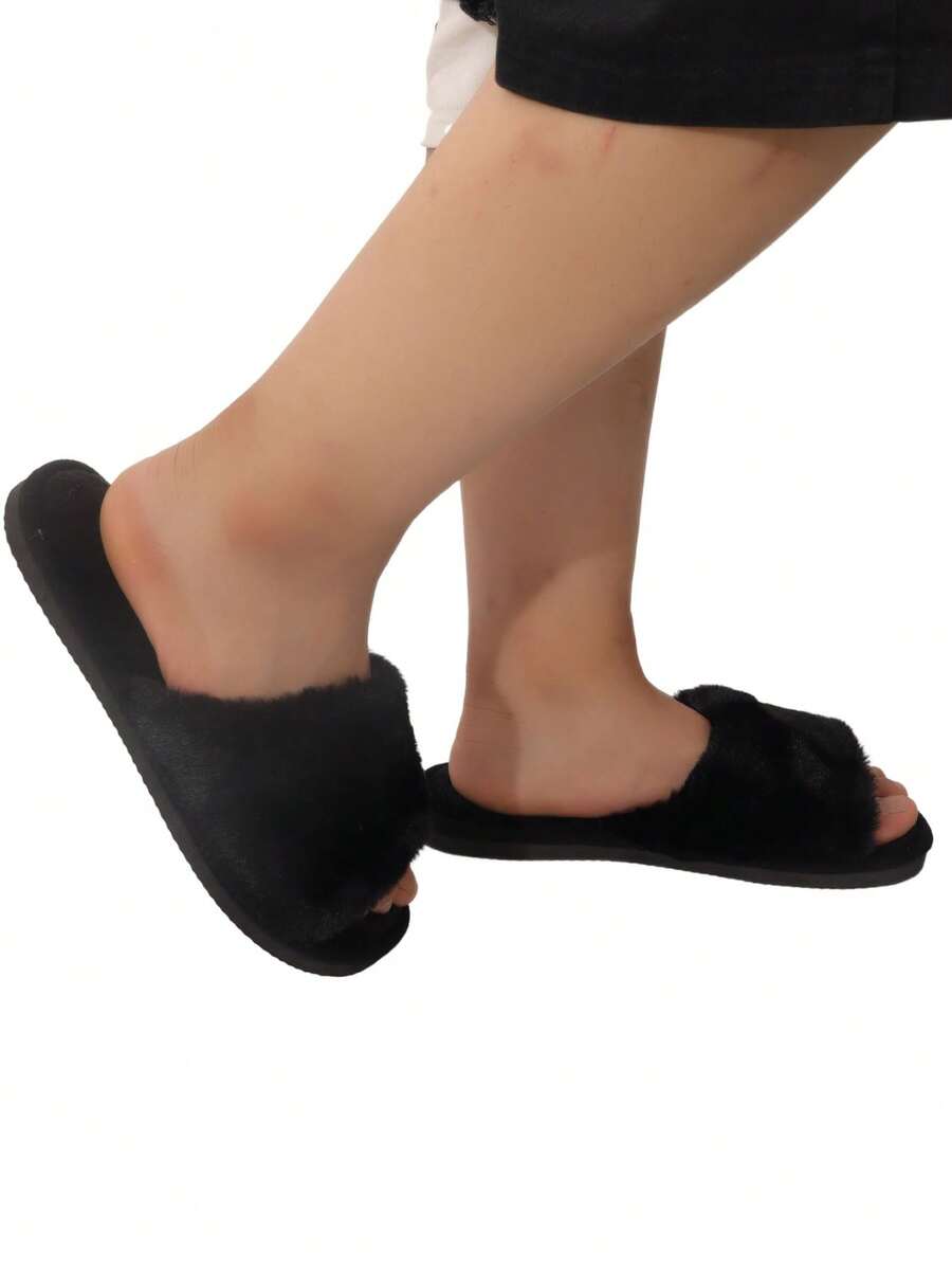 Nam Dép đi trong nhà , Trong nhà Chống trượt Dày Đế Có thể điều chỉnh Thoải mái Ấm áp Dép đi trong nhà - màu đen - Xem 1