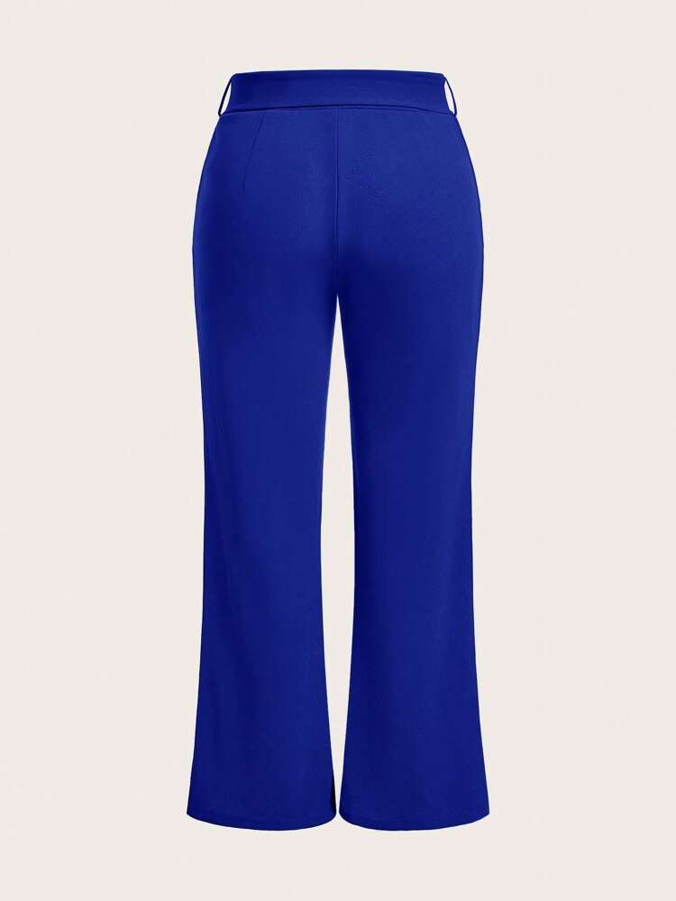 Plus Solid Belted Flare Leg Pants