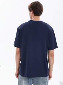 Chillumni 男士標語圖案T恤 - 藏蓝色 - 查看 2