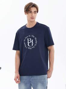 Chillumni 男士標語圖案T恤 - 藏蓝色 - 查看 3