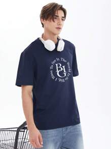 Chillumni 男士標語圖案T恤 - 藏蓝色 - 查看 4