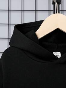 SHEIN Tween Boy Dragon & Slogan Graphic Drop Shoulder Thermal Hoodie