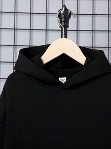 SHEIN Tween Boy Dragon & Slogan Graphic Drop Shoulder Thermal Hoodie