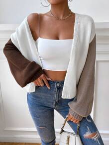 SHEIN Essnce Colorblock Drop Shoulder Cardigan - Multicolor - View 1