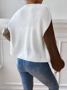 SHEIN Essnce Colorblock Drop Shoulder Cardigan - Multicolor - View 2