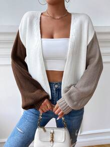 SHEIN Essnce Colorblock Drop Shoulder Cardigan - Multicolor - View 4