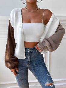 SHEIN Essnce Colorblock Drop Shoulder Cardigan - Multicolor - View 7