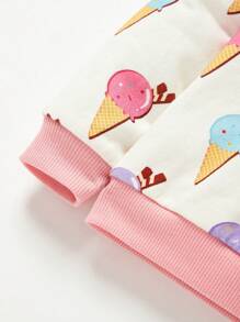 Cozy Pixies Baby Girl Ice Cream Print Contrast Trim Sweatshirt - Multicolor - View 4