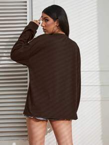 INAWLY Solid Drop Shoulder Oversized Tee