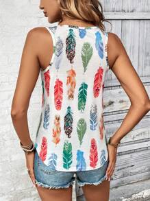 SHEIN LUNE Top tank con estampado de pluma - Multicolor - Ver 2