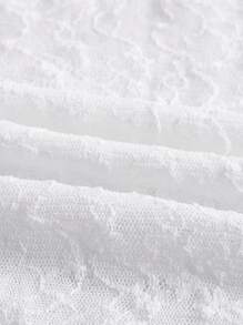 SHEIN Qutie Lettuce Trim Sheer Lace Top Without Tube Top - White - View 3