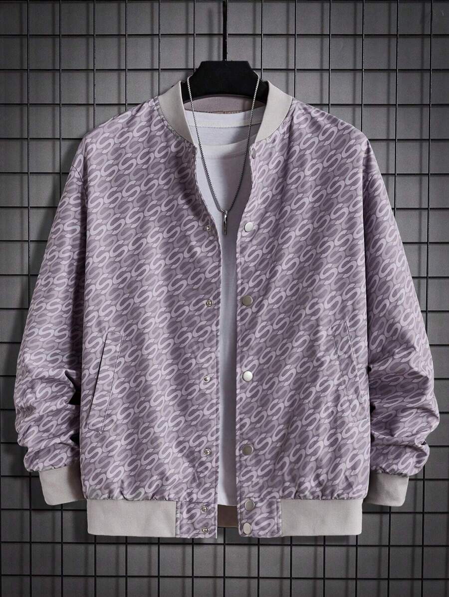 Manfinity VCAY Extra Loose Men Allover Print Bomber Jacket Without T-Shirt - Multicolor - View 1