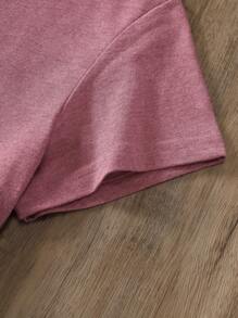 INAWLY Letter & Heart Print Tee - Dusty Pink - View 4