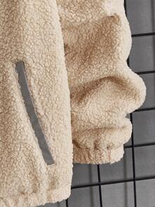 Manfinity VCAY Loose Men's Flap Pocket Drop Shoulder Hooded Teddy Coat - Apricot - View 3