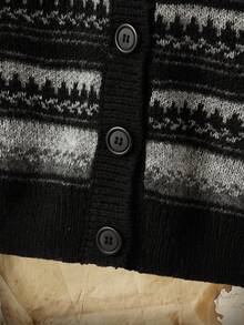 ROMWE Academia Mẫu Geo Thả vai Áo len Mở - Nhiều màu - Xem 3