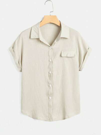 Camisa de botones sólida, escolar