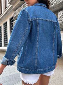 Cottnline Flap Pocket Denim Jacket - Medium Wash - View 2