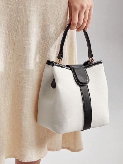 MOTF PREMIUM 女士通勤色塊磁扣手提包