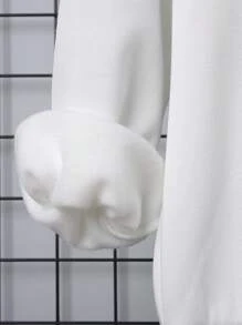 SHEIN 男大童卡通圖案連帽加絨內裏運動衫 - 白色 - 查看 9