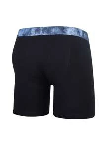 男士3入組幾何印花織帶拼接頂針平角內褲 - 黑色 - 查看 2