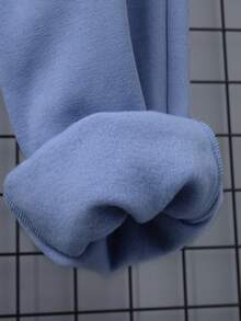 SHEIN 男大童卡通和字母圖案保暖套頭衫和運動褲 - 藍白色 - 查看 6