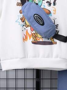 SHEIN 男大童卡通和字母圖案保暖套頭衫和運動褲 - 藍白色 - 查看 11