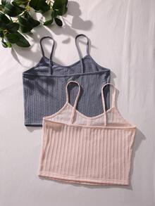 2pcs Button Front Cami Top - Multicolor - View 2