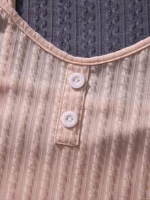 2pcs Button Front Cami Top - Multicolor - View 3