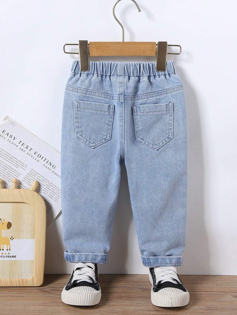 Baby Girl Neutral Street Slogan Print Destroy Mom Jeans