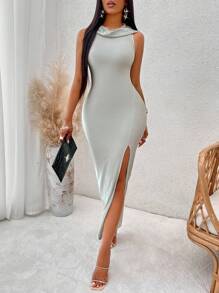 SHEIN Slayr 素色連帽背心連衣裙 - 灰色 - 查看 7